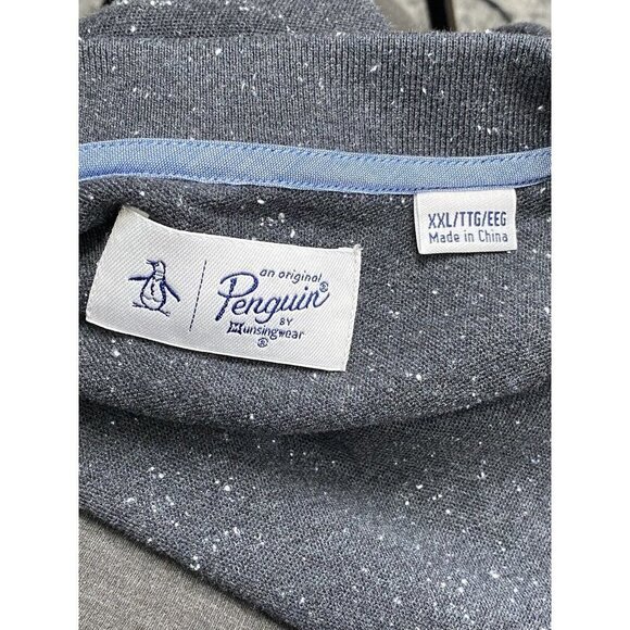 Original Penguin Mens Donegal Daddy Polo Shirt True Black Size XXL - Picture 5 of 7